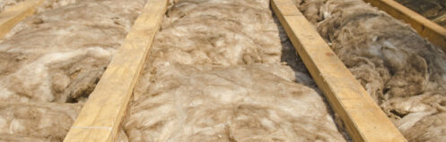 fiberglass insulation in an attic