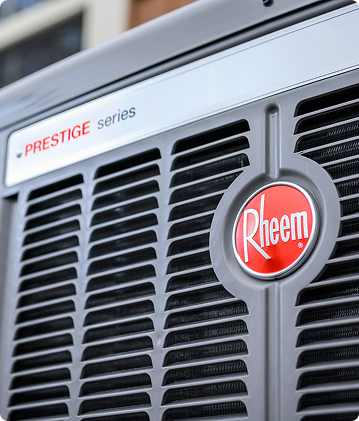 a close up of a rheem ac unit